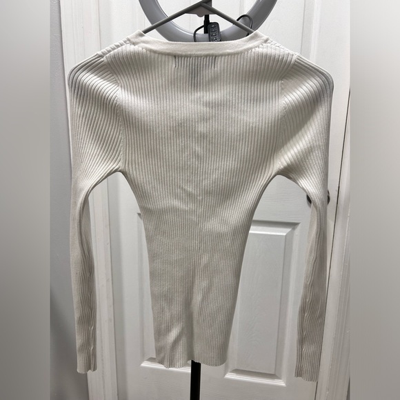 Forever 21 Women's White Ribbed Lace-Up Top - Picture 3 of 3